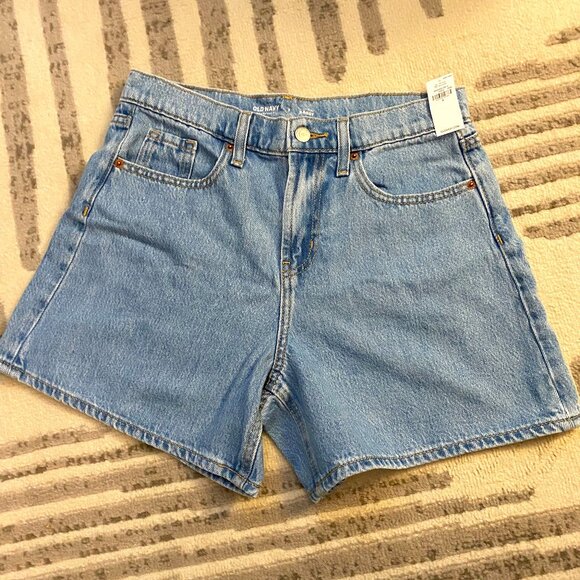 High-Waisted Baggy Jean Shorts - Picture 1 of 2